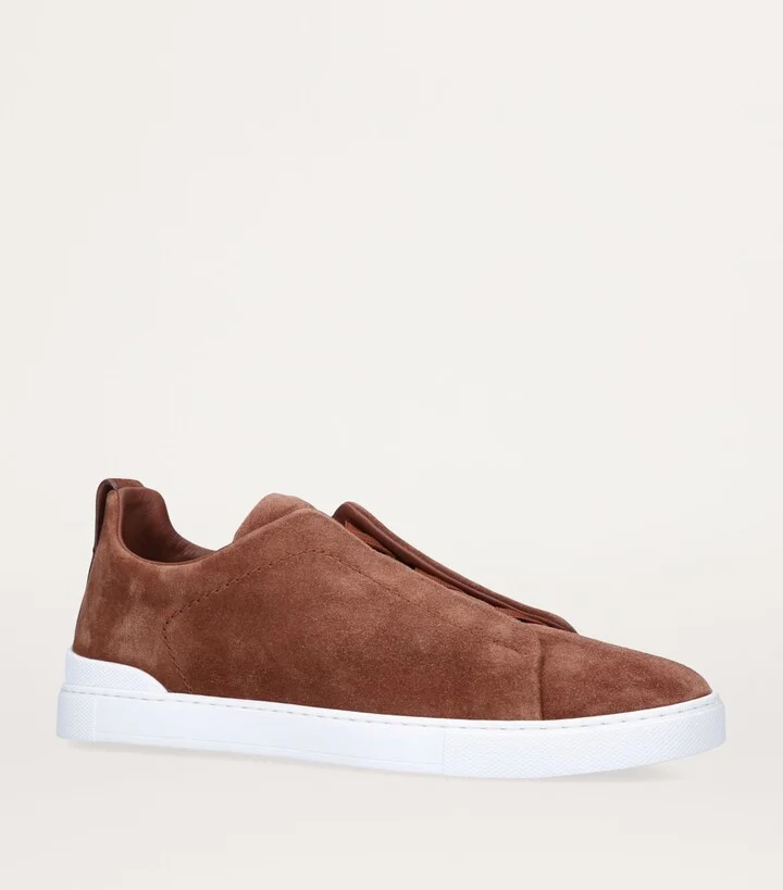 Zegna Suede Triple Stitch Sneakers - Image 3