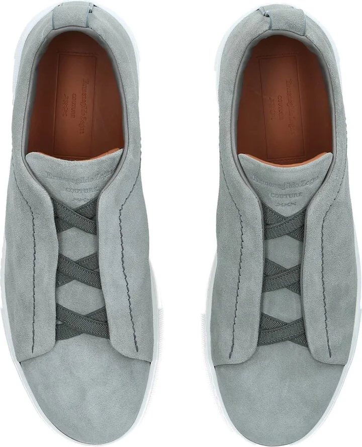 Zegna Suede Triple Stitch Sneakers - Image 4