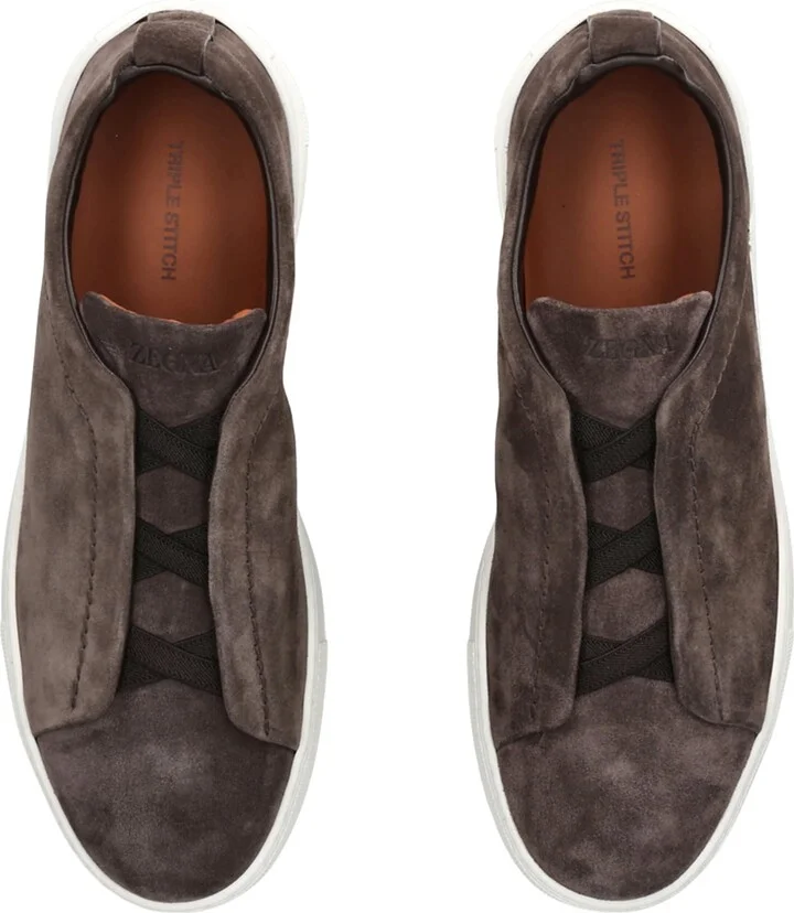 Zegna Suede Triple Stitch Sneakers - Image 4