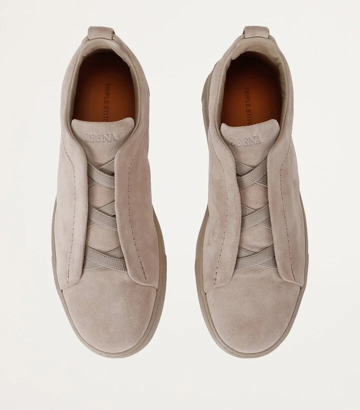 Zegna Suede Triple Stitch Sneakers - Image 4