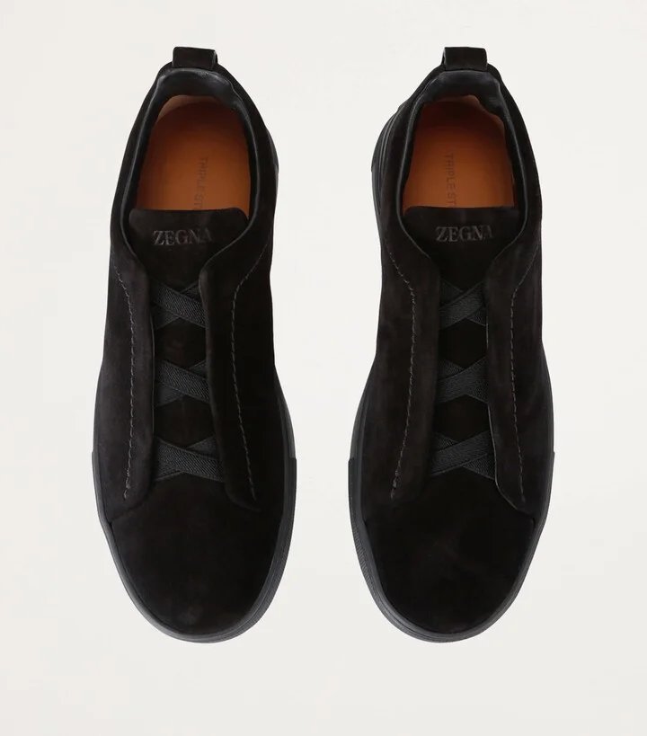 Zegna Suede Triple Stitch Sneakers - Image 4