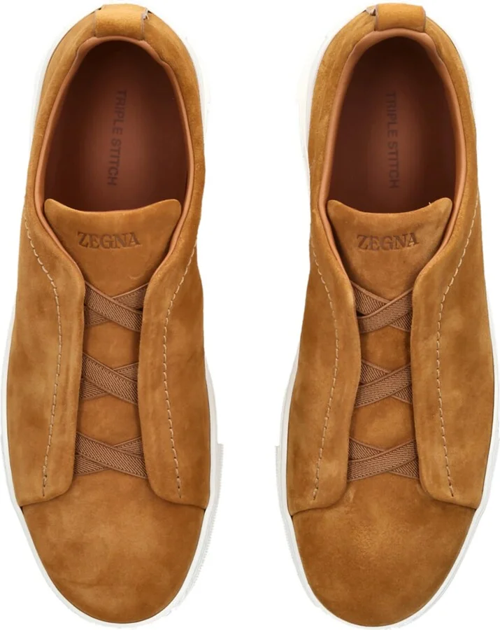 Zegna Suede Triple Stitch Sneakers - Image 4