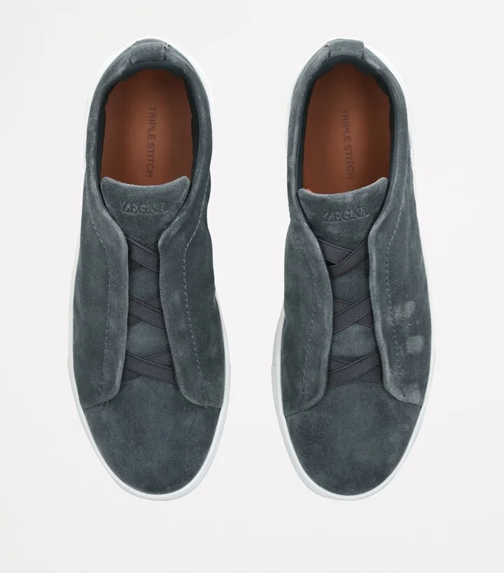 Zegna Suede Triple Stitch Sneakers - Image 4