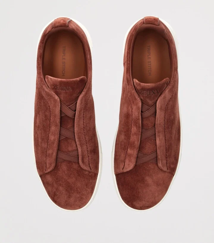 Zegna Suede Triple Stitch Sneakers - Image 4