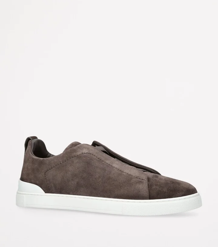 Zegna Suede Triple Stitch Sneakers - Image 3