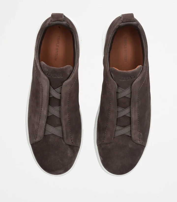 Zegna Suede Triple Stitch Sneakers - Image 4