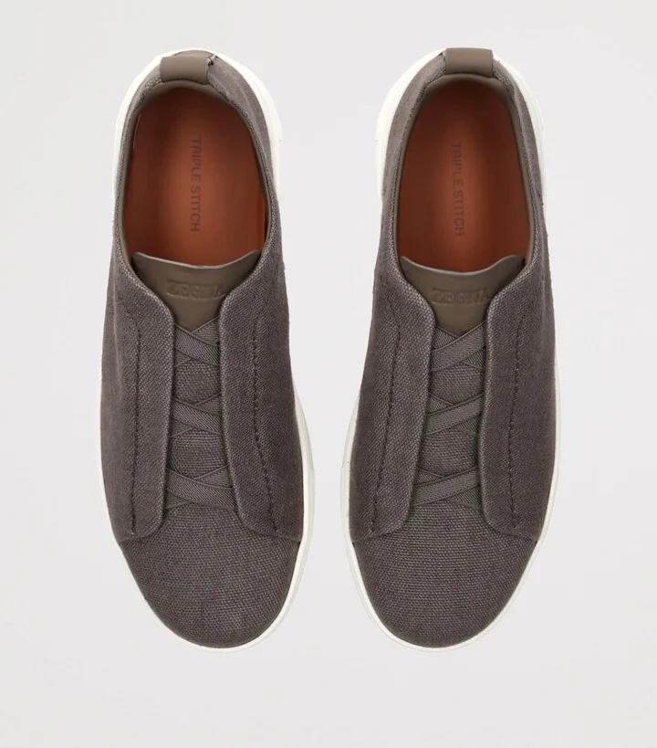 Zegna Suede Triple Stitch Sneakers - Image 4