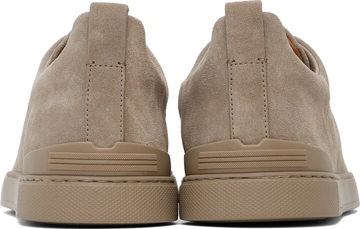 ZEGNA Taupe Triple Stitch Sneakers - Image 2