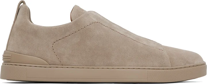 ZEGNA Taupe Triple Stitch Sneakers
