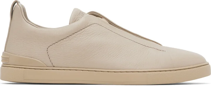 ZEGNA Taupe Triple Stitch Sneakers