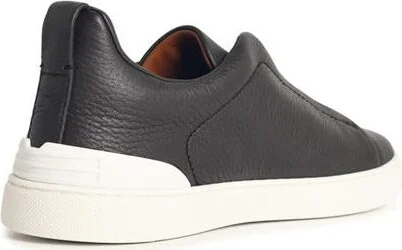 Zegna 'Triple Stitch' Brown Leather Sneakers - Image 3