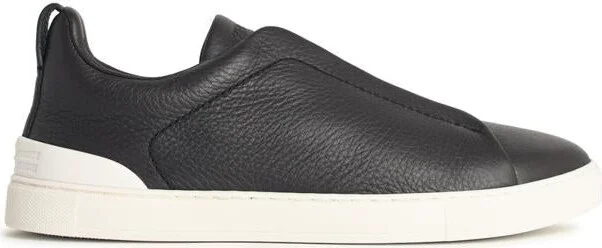 Zegna 'Triple Stitch' Brown Leather Sneakers
