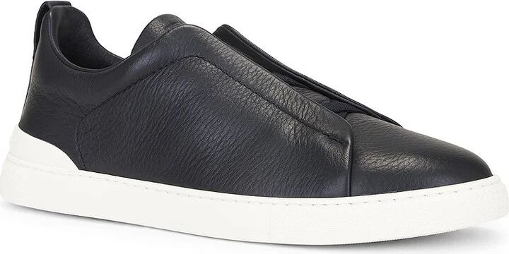 Zegna Triple Stitch Low Top Sneaker in Black - Image 2