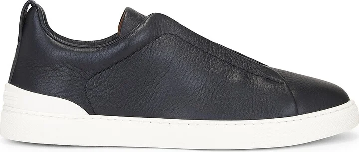 Zegna Triple Stitch Low Top Sneaker in Black