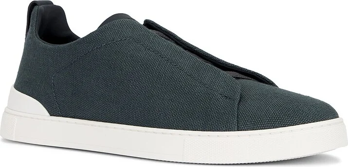 Zegna Triple Stitch Low Top Sneaker in Blue - Image 2