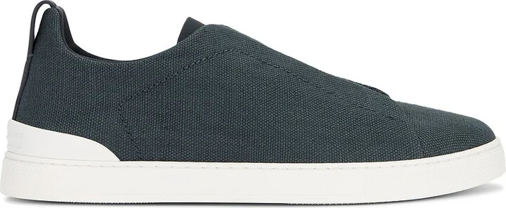 Zegna Triple Stitch Low Top Sneaker in Blue
