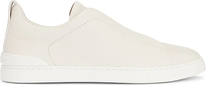 Zegna Triple Stitch Low Top Sneaker in Cream