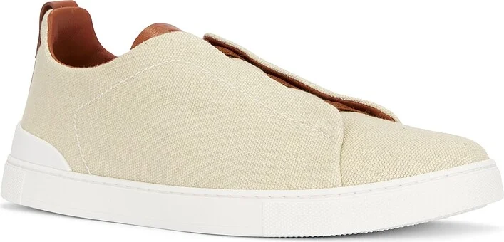 Zegna Triple Stitch Low Top Sneaker in White - Image 2