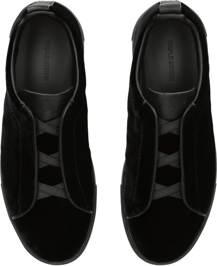 Zegna Velvet Triple Stitch Sneakers - Image 4