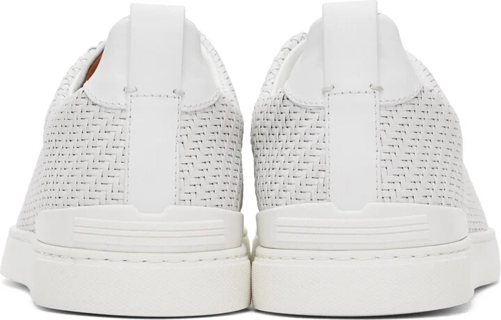 ZEGNA White Triple Stitch Sneakers - Image 2
