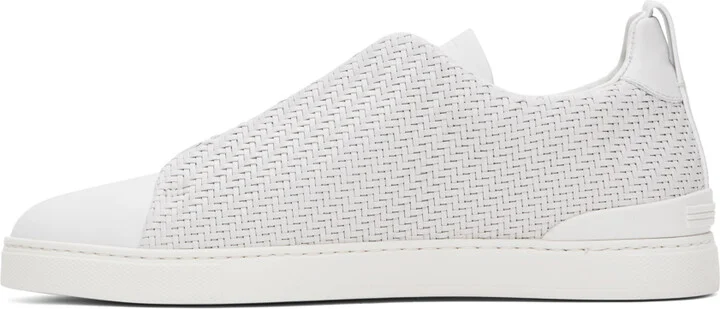 ZEGNA White Triple Stitch Sneakers - Image 3