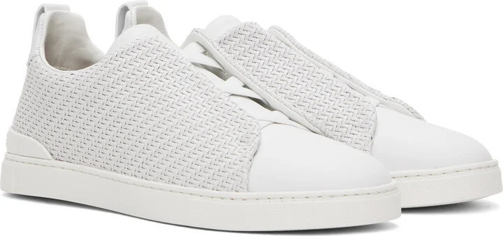 ZEGNA White Triple Stitch Sneakers - Image 4
