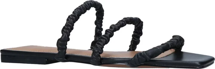 Zela Sandals Women's US 8 Black Leather Square Toe Slip-On KHD730