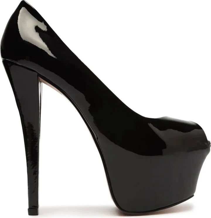 Zelda Platform Patent Leather Pumps In Black Patent