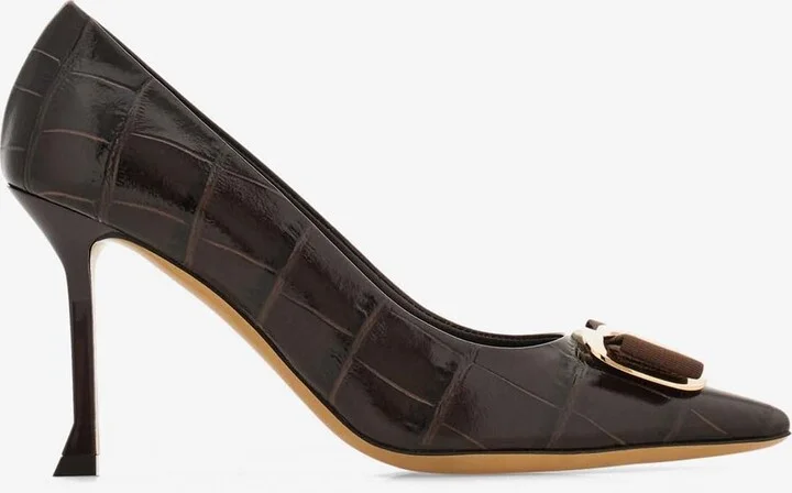 Zelma 85 Croc-Embossed Leather Pumps