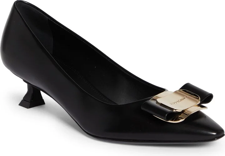 Zelma Bow Kitten Heel Pointed Toe Pump