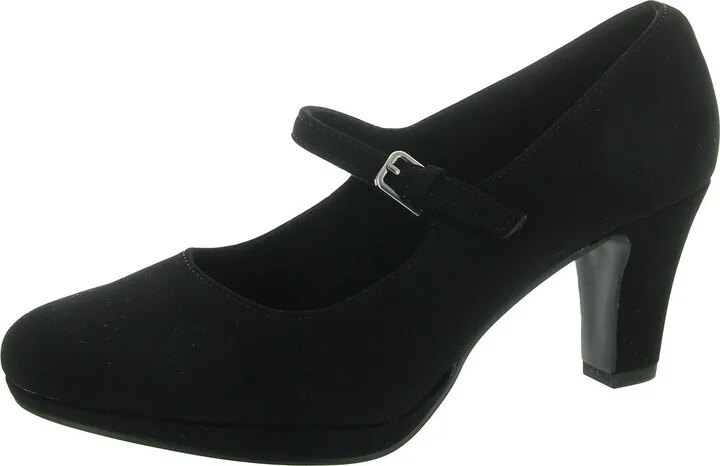 Zest Womens Buckle Faux Suede Mary Jane Heels