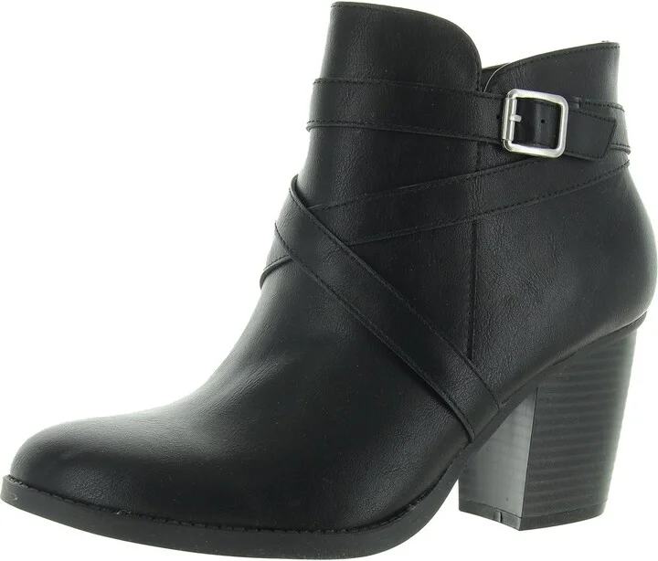 Zetaa Womens Faux Leather Block Heel Ankle Boots