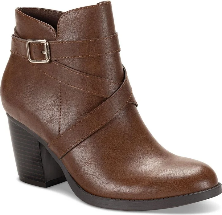 Zetaa Womens Strappy Faux Leather Ankle Boots