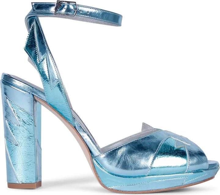Zia Mid Azure Blue Platform Block Heels