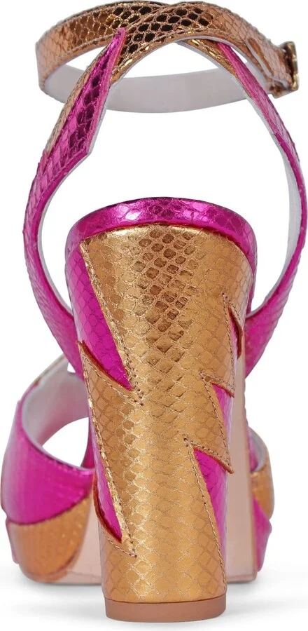 Zia Mid Orange Pink Platform Block Heels - Image 4