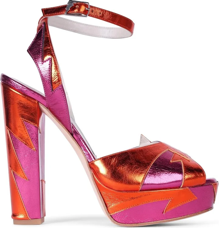 Zia Orange Pink Platform Block Heels