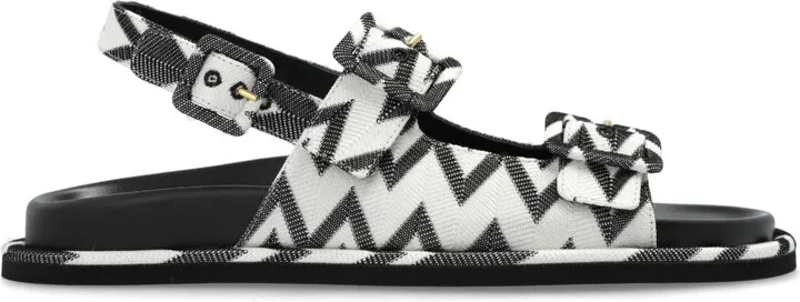 Zigzag-Knit Buckled Sandals