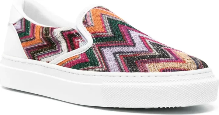 Zigzag-Pattern Lurex-Detail Sneakers - Image 2