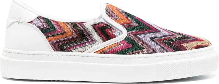Zigzag-Pattern Lurex-Detail Sneakers
