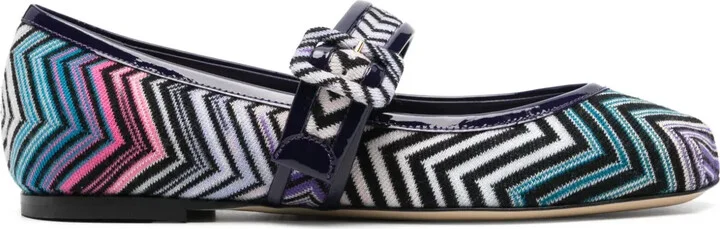 Zigzag-Woven Ballet Flats