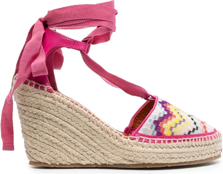 Zigzag-Woven Wedge Espadrilles