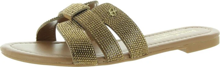 Zimie Womens Embellished Man Made Slide Sandals