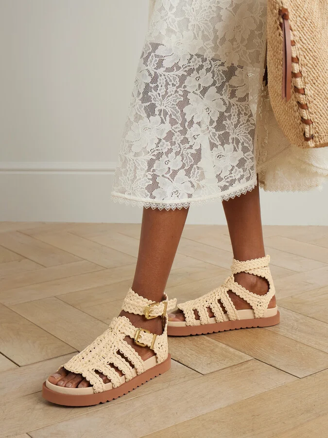 Zimmermann - Gleam Buckle-embellished Raffia Sandals - Off-white - Image 2