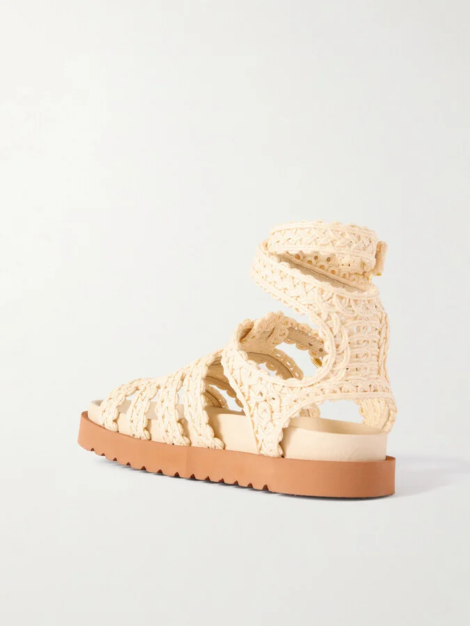 Zimmermann - Gleam Buckle-embellished Raffia Sandals - Off-white - Image 3