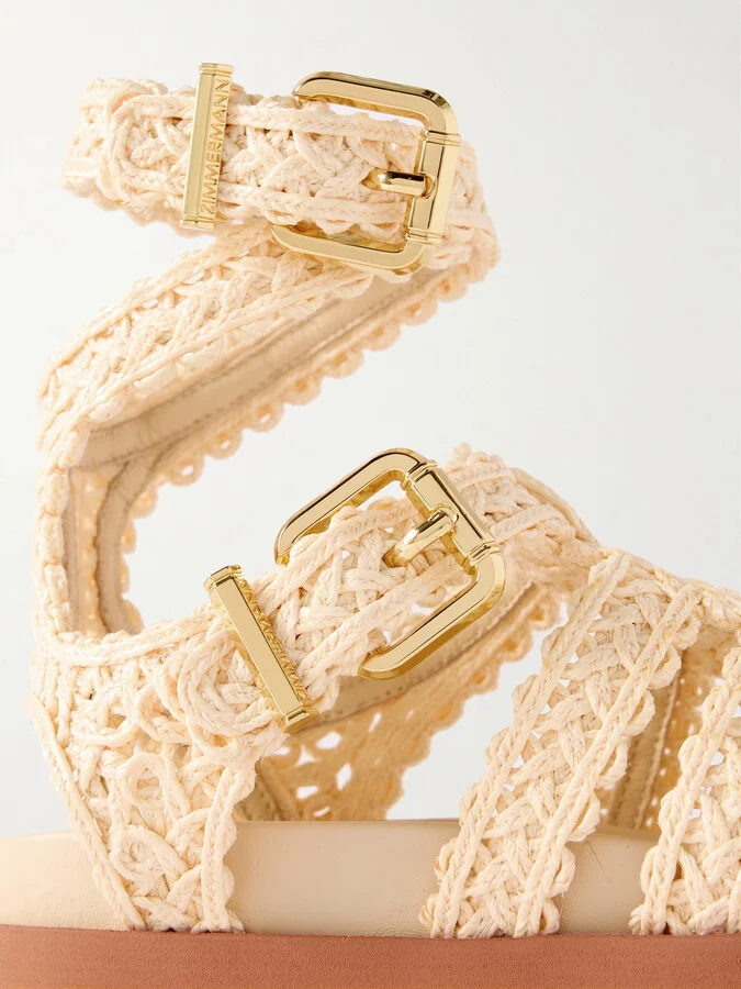 Zimmermann - Gleam Buckle-embellished Raffia Sandals - Off-white - Image 4