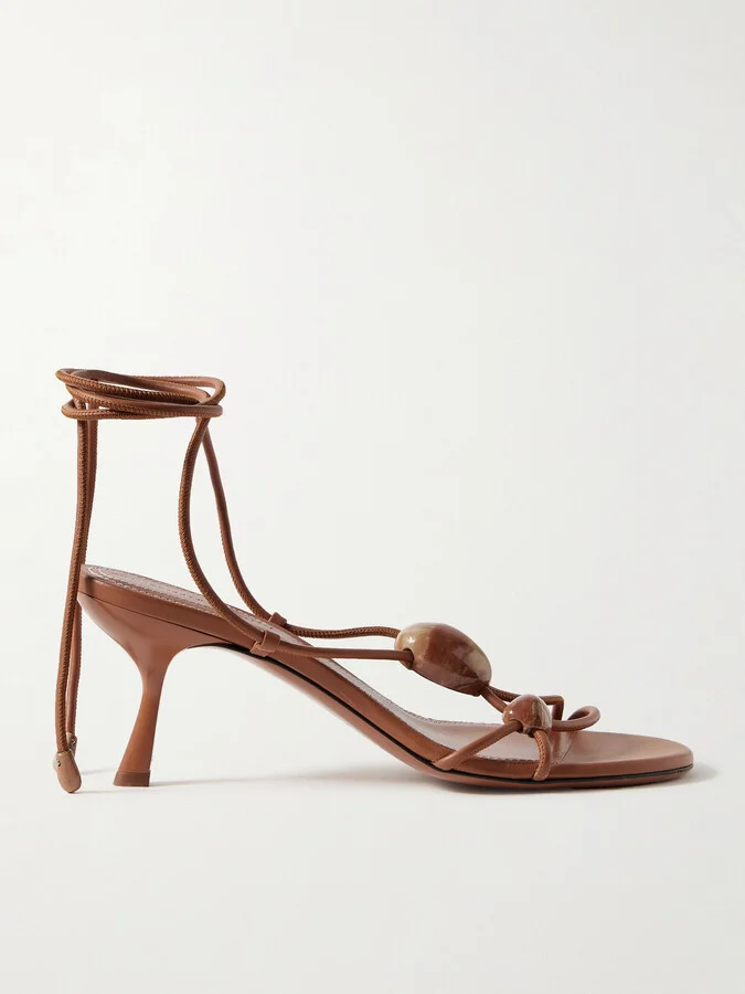Zimmermann - Gleam Embellished Leather Sandals - Brown