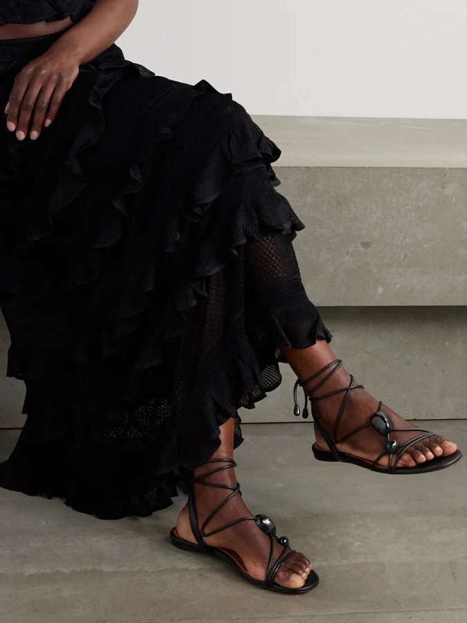 Zimmermann - Gleam Leather Sandals - Black - Image 2