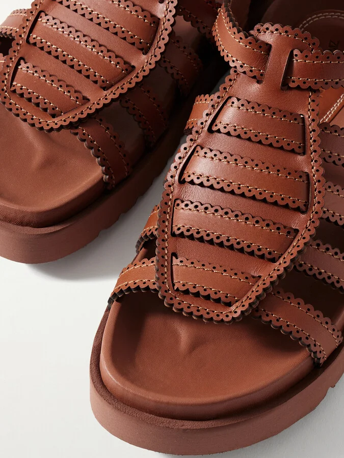 Zimmermann - Goldie Leather Platform Sandals - Brown - Image 4
