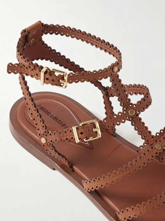 Zimmermann - Goldie Leather Sandals - Brown - Image 4