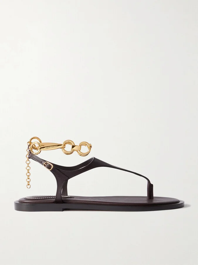 Zimmermann - Wild Embellished Leather Sandals - Brown